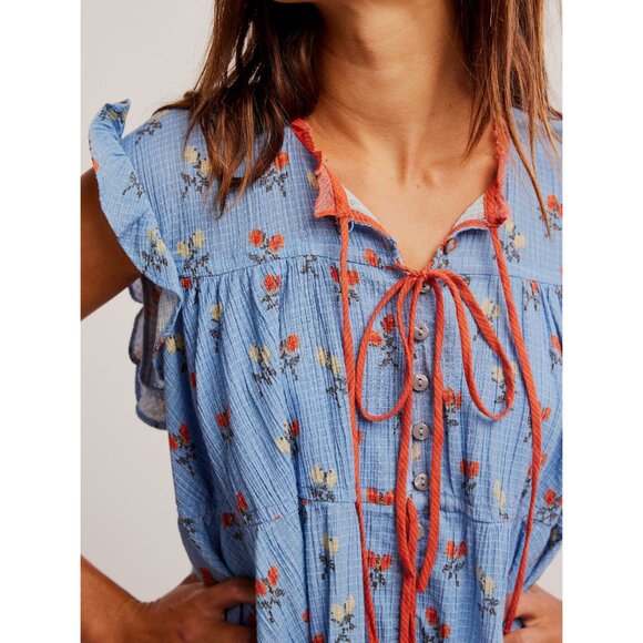 Free People Blue and Red Floral Mini Dress - Picture 8 of 10